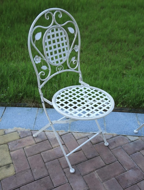 Zestaw mebli balkonowych, prowansalskich Bolio biały vintage