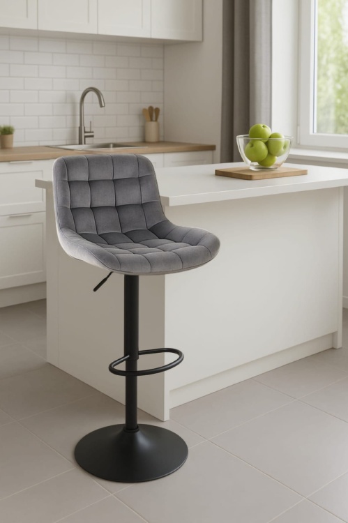 Hoker regulowany Ivon ciemno szary welur, regulowany, obrotowy