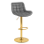 Hoker regulowany Ivon ciemno szary welur, noga złota, regulowany, obrotowy