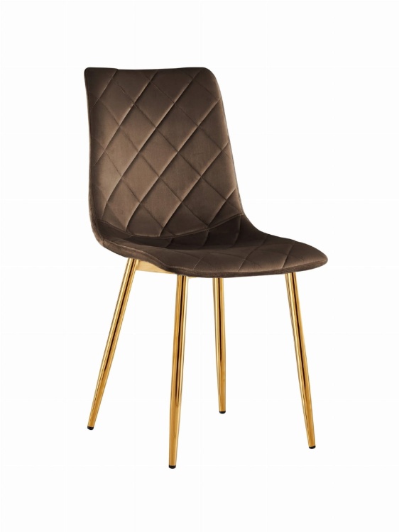 Krzesło tapicerowane Adel brązowe, nogi złote welur