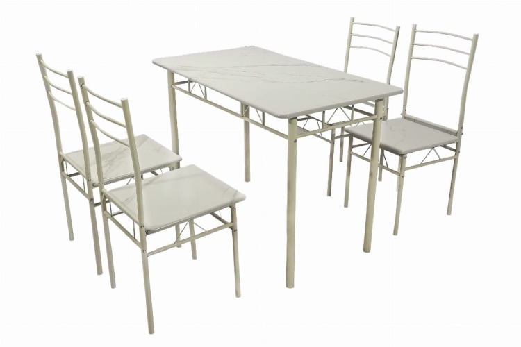 Zestaw kuchenny Julia biały 2 marmur stół prostokątny 110x60 + 4 krzesła