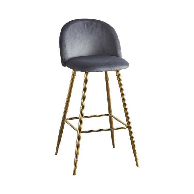 Hoker niski tapicerowany Odessa ciemno szary, nogi złote 65 cm