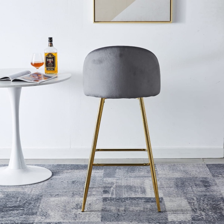 Hoker niski tapicerowany Odessa ciemno szary, nogi złote 65 cm