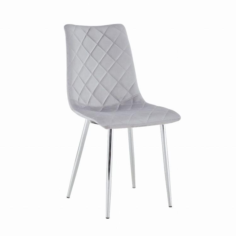 Krzesło tapicerowane Adel szare, nogi chrom welur