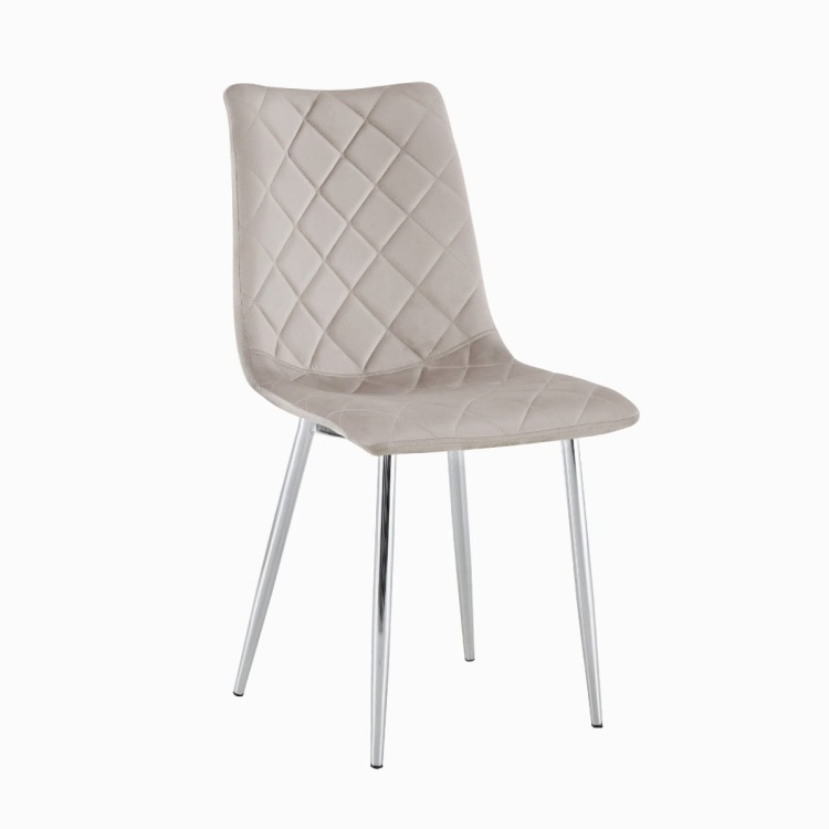 Krzesło tapicerowane Adel beżowe, nogi chrom welur