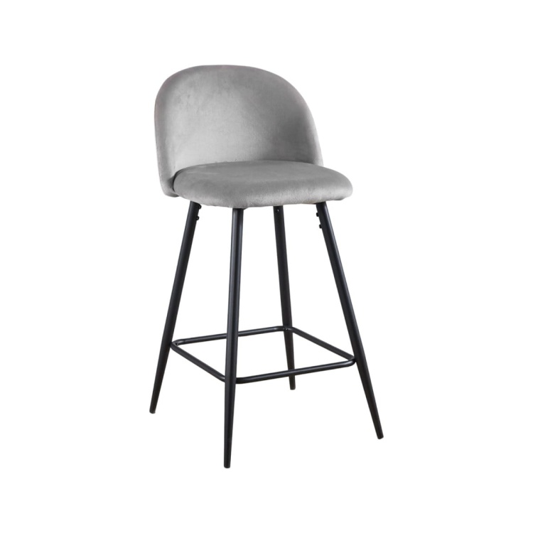 Hoker tapicerowany niski Odessa szary, nogi czarne 65 cm