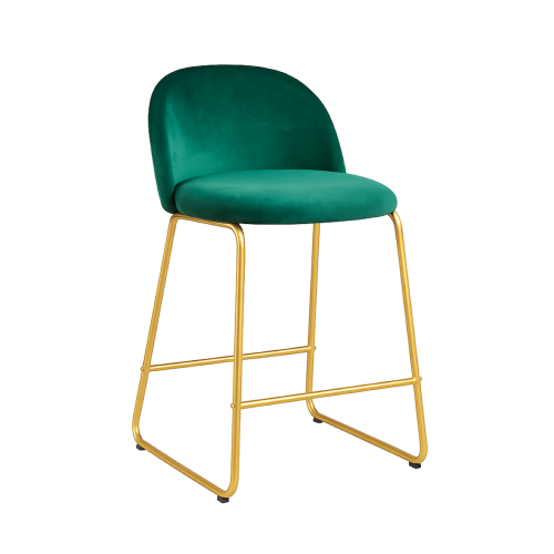 Hoker tapicerowany Odessa zielony, nogi złote 61 cm