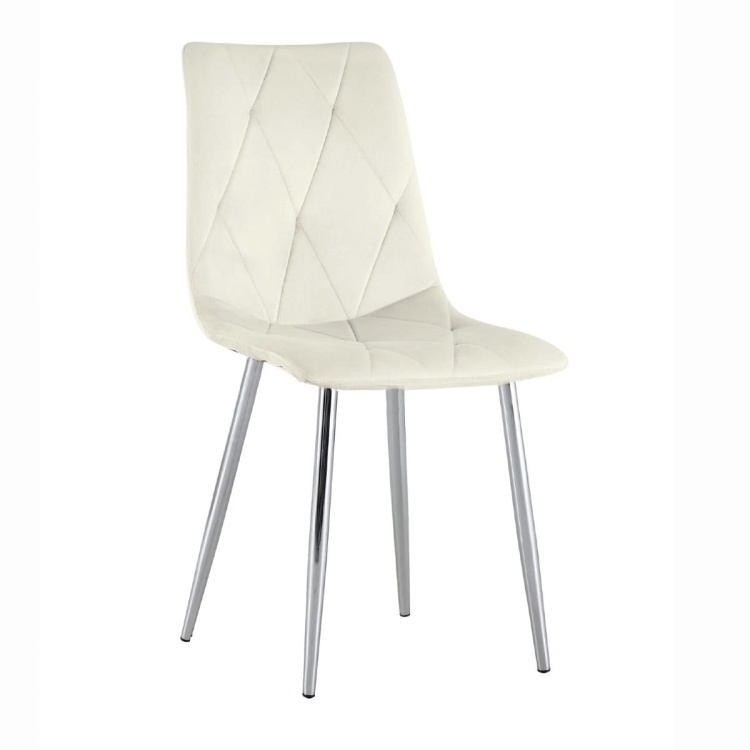 Krzesło tapicerowane Tom kremowe, nogi chrom welur