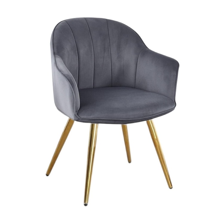 Krzesło do salonu Kanada ciemno szare nogi złote