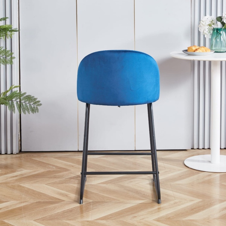 Hoker tapicerowany Odessa granatowy, nogi czarne 61 cm