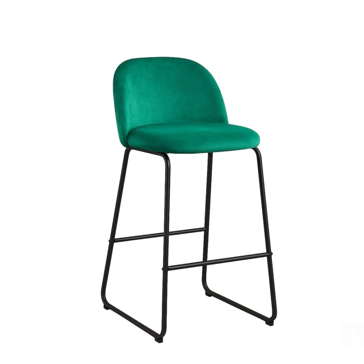 Hoker tapicerowany Odessa zielony, nogi czarne 61 cm