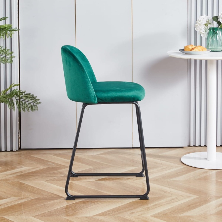 Hoker tapicerowany Odessa zielony, nogi czarne 61 cm