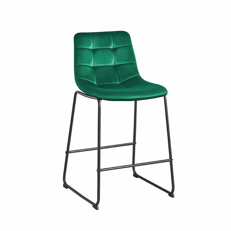 Hoker tapicerowany Maroko zielony, nogi czarne 61 cm