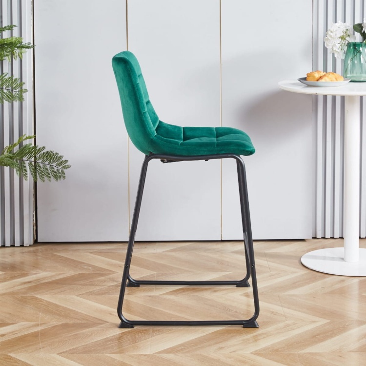 Hoker tapicerowany Maroko zielony, nogi czarne 61 cm