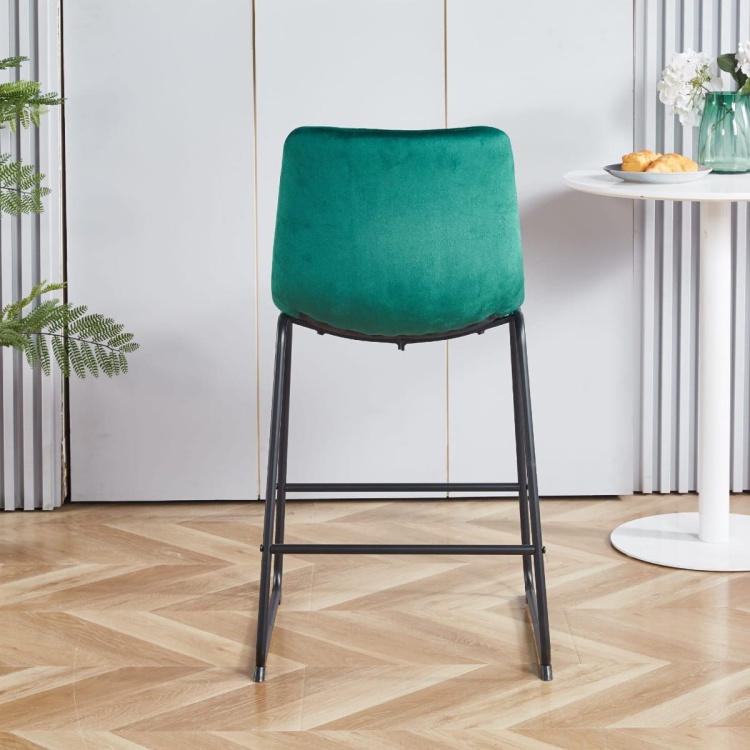 Hoker tapicerowany Maroko zielony, nogi czarne 61 cm