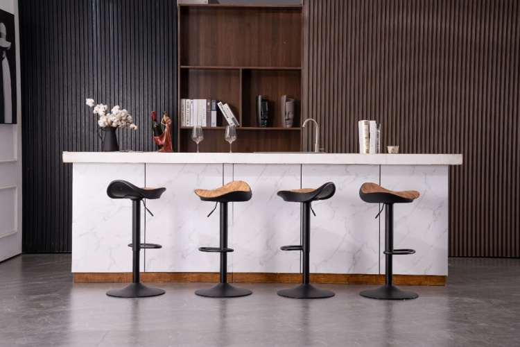 Hoker regulowany Mubi czarny okleina krzesło barowe obrotowy outlet