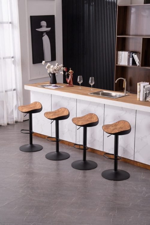 Hoker regulowany Mubi czarny okleina krzesło barowe obrotowy outlet