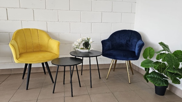 Zestaw 2 stolików kawowych Anna II w okleinie czarnej na czarnych nogach