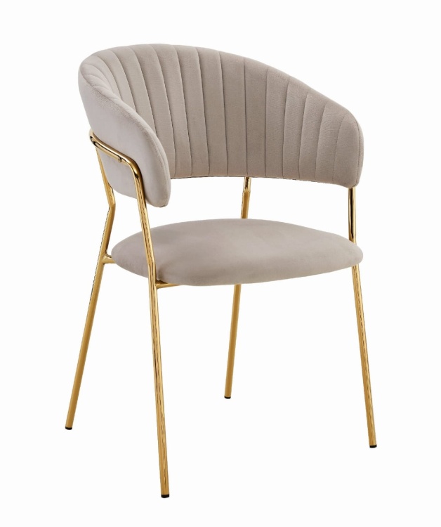 Krzesło tapicerowane Margo beżowe nogi złote welur
