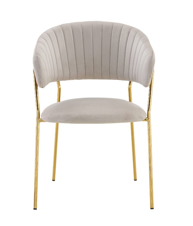 Krzesło tapicerowane Margo beżowe nogi złote welur