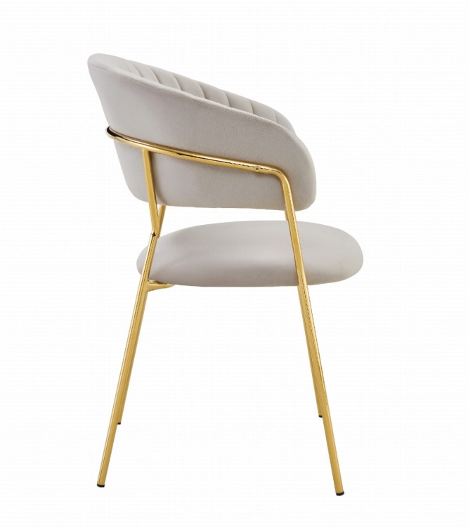 Krzesło tapicerowane Margo beżowe nogi złote welur