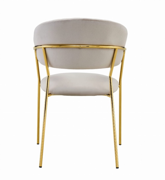 Krzesło tapicerowane Margo beżowe nogi złote welur