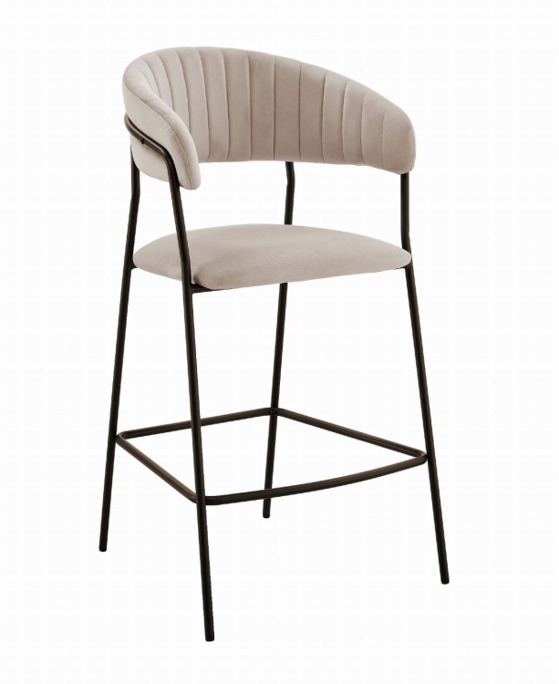 Hoker tapicerowany Margo beżowy, nogi czarne 65 cm