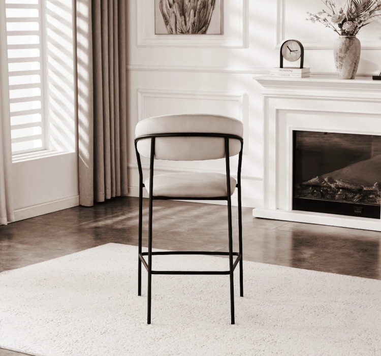 Hoker tapicerowany Margo beżowy, nogi czarne 65 cm