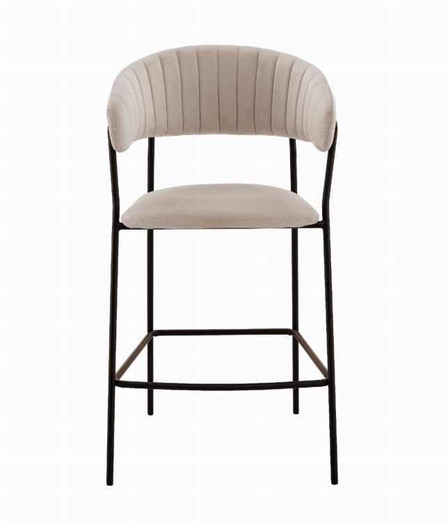 Hoker tapicerowany Margo beżowy, nogi czarne 65 cm