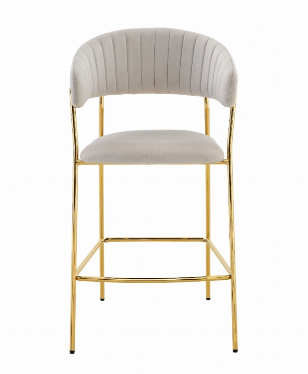 Hoker tapicerowany Margo beżowy, nogi złote 65 cm