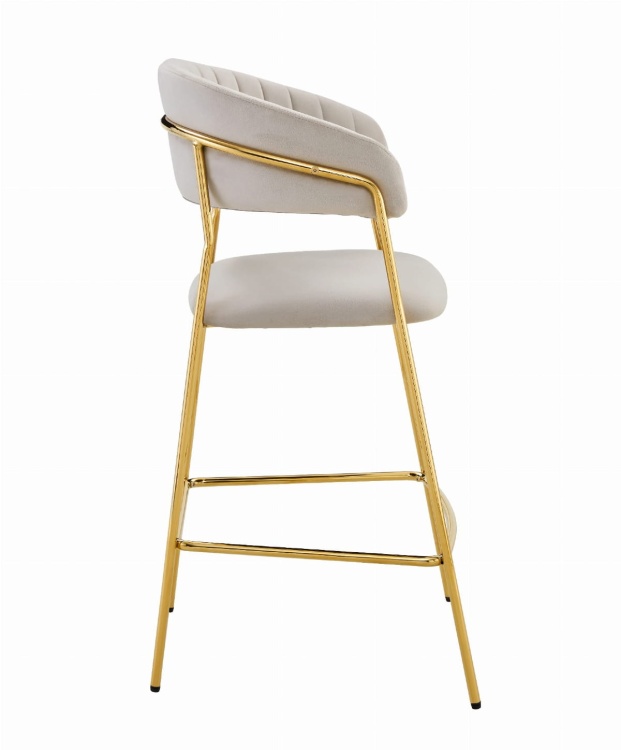 Hoker tapicerowany Margo beżowy, nogi złote 65 cm