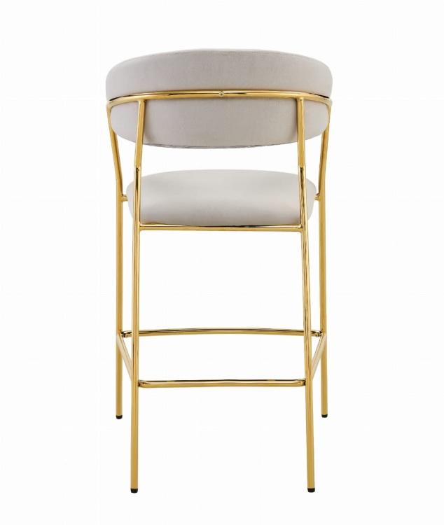 Hoker tapicerowany Margo beżowy, nogi złote 65 cm