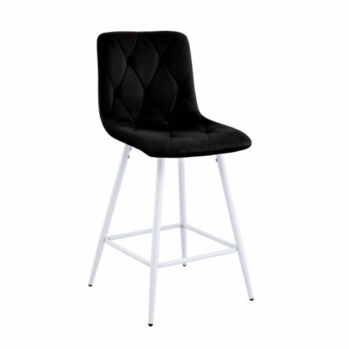 Hoker tapicerowany niski Tom czarny, nogi białe 62 cm