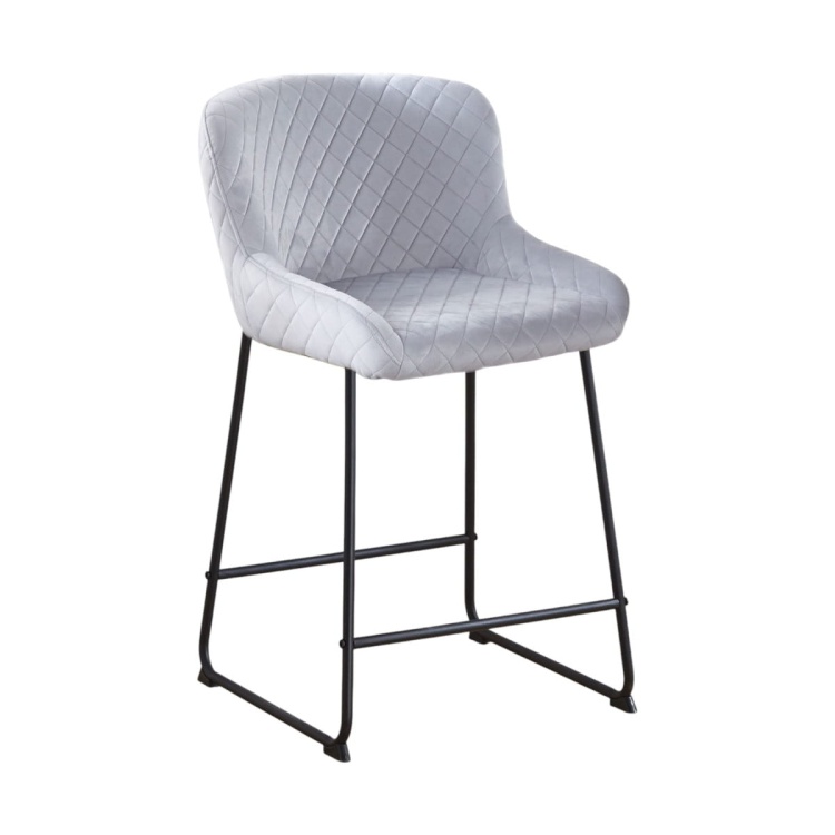 Hoker tapicerowany Colin szary, nogi czarne 63 cm