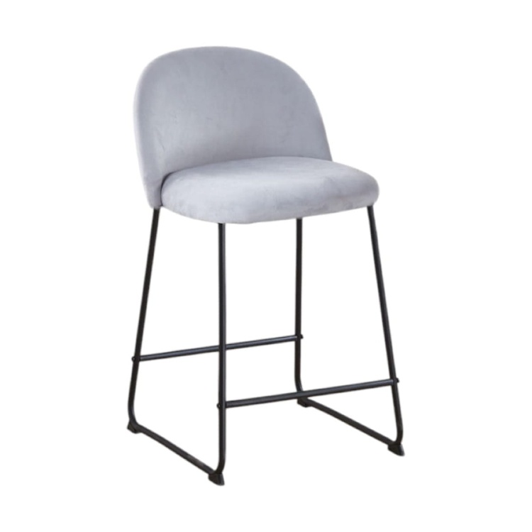 Hoker tapicerowany Odessa szary, nogi czarne 61 cm