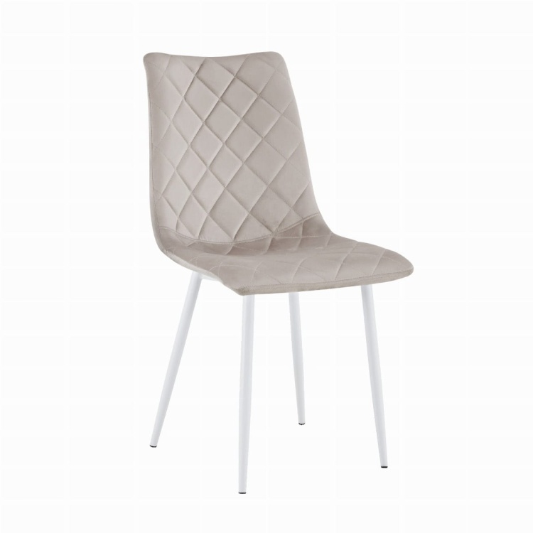 Krzesło tapicerowane Adel beżowe, nogi białe welur