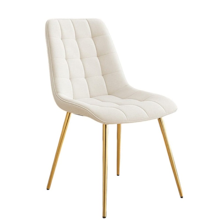 Krzesło do salonu Maroko kremowe nogi złote welur outlet