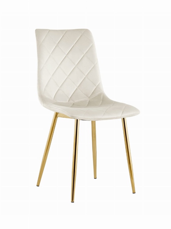 Krzesło tapicerowane Adel kremowe, nogi złote welur