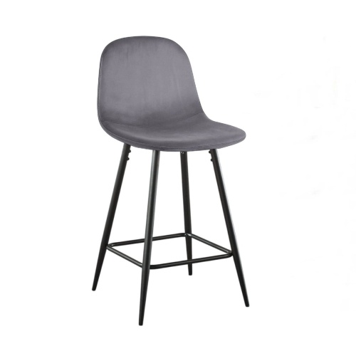 Hoker tapicerowany niski Nilson ciemno szary, nogi czarne 65 cm