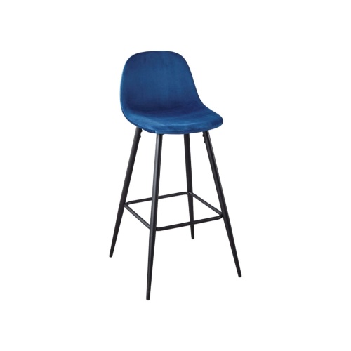 Hoker tapicerowany niski Nilson granatowy, nogi czarne 65 cm