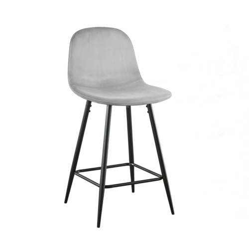 Hoker tapicerowany niski Nilson szary, nogi czarne 65 cm