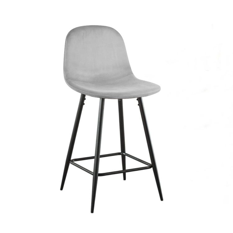 Hoker tapicerowany niski Nilson szary, nogi czarne 65 cm