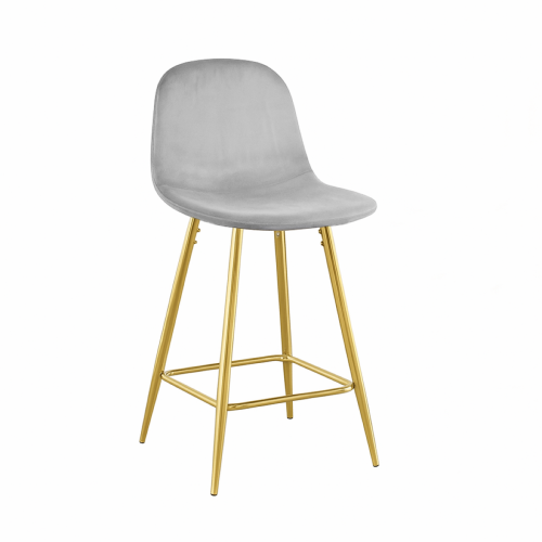 Hoker tapicerowany niski Nilson szary, nogi złote 65 cm