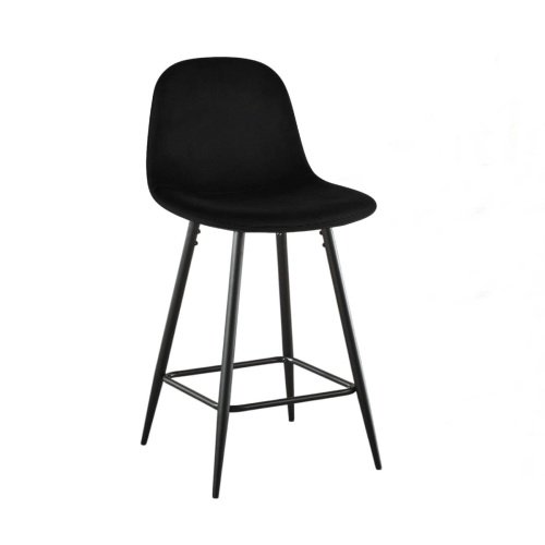 Hoker tapicerowany niski Nilson czarny, nogi czarne 65 cm
