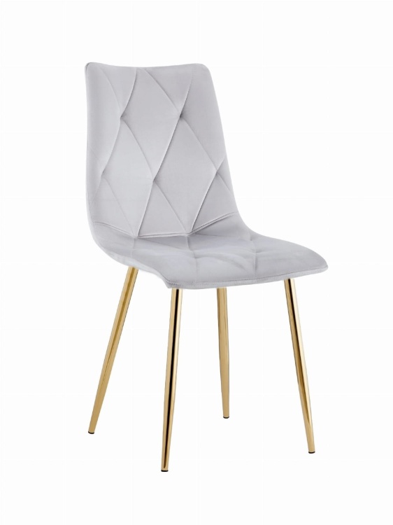 Krzesło tapicerowane Tom szare, nogi złote welur