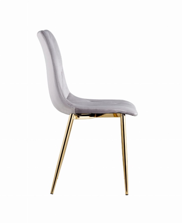 Krzesło tapicerowane Tom szare, nogi złote welur