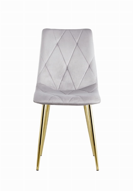 Krzesło tapicerowane Tom szare, nogi złote welur