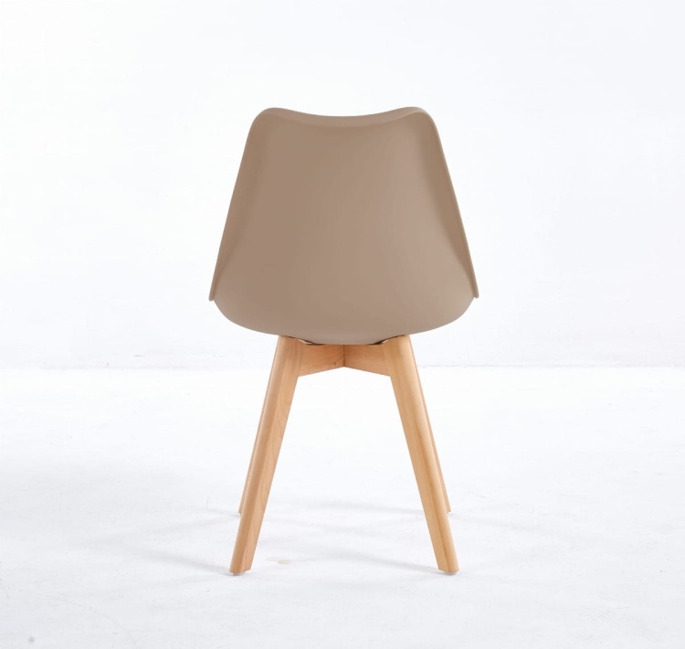 Krzesło Kris ciemno beżowe z poduszką z eko skóry nogi bukowe outlet