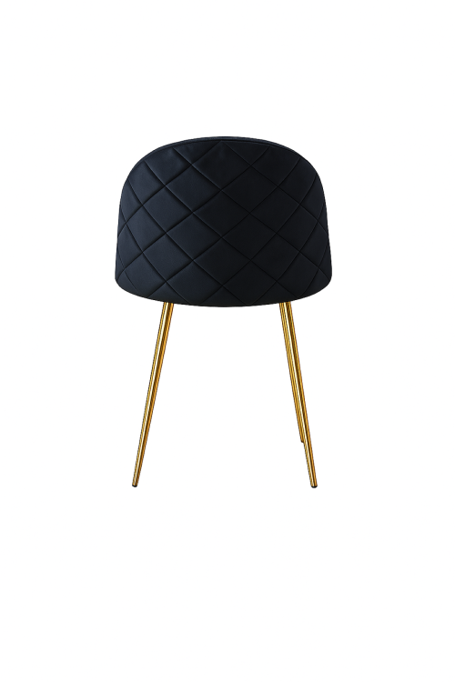 Krzesło tapicerowane Odessa czarne nogi złote przeszycia welur