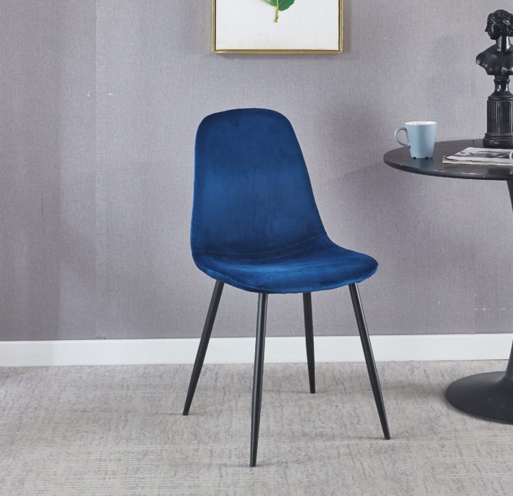 Krzesło tapicerowane do salonu Fox  granatowe, nogi czarne welur